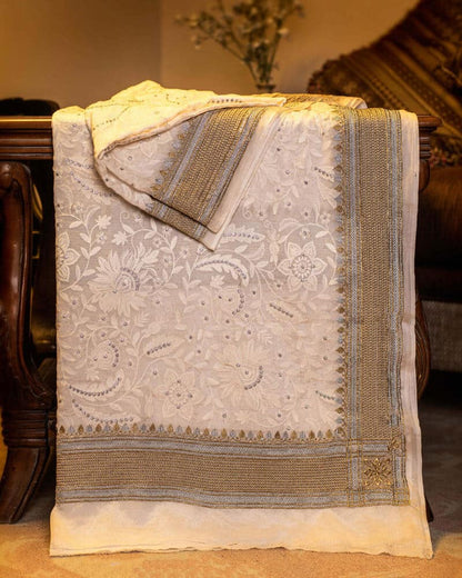 Pure Chikankari Chiffon Fabric White Dupatta - DCE31