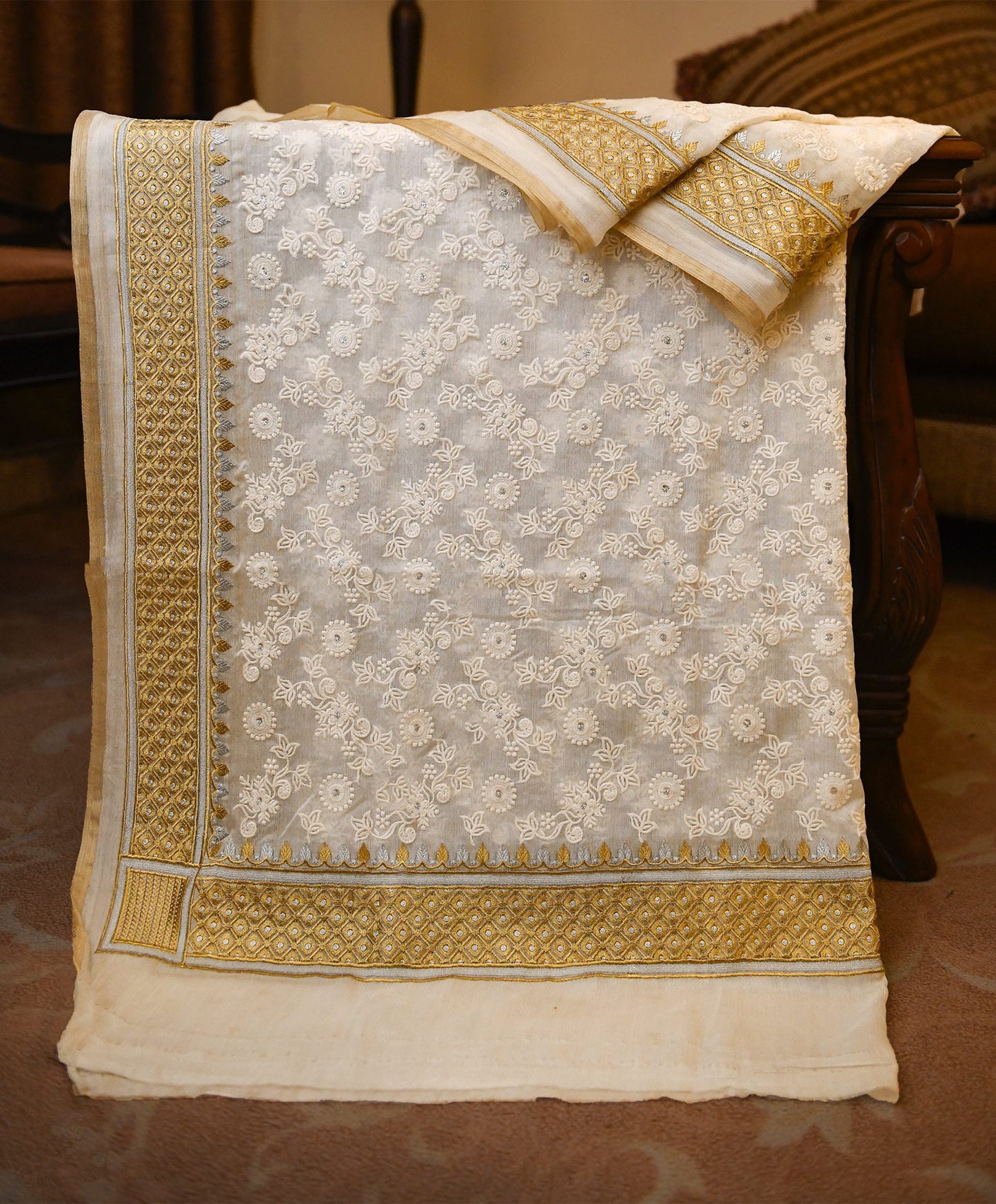 Chikankari Dupatta - DCEL33