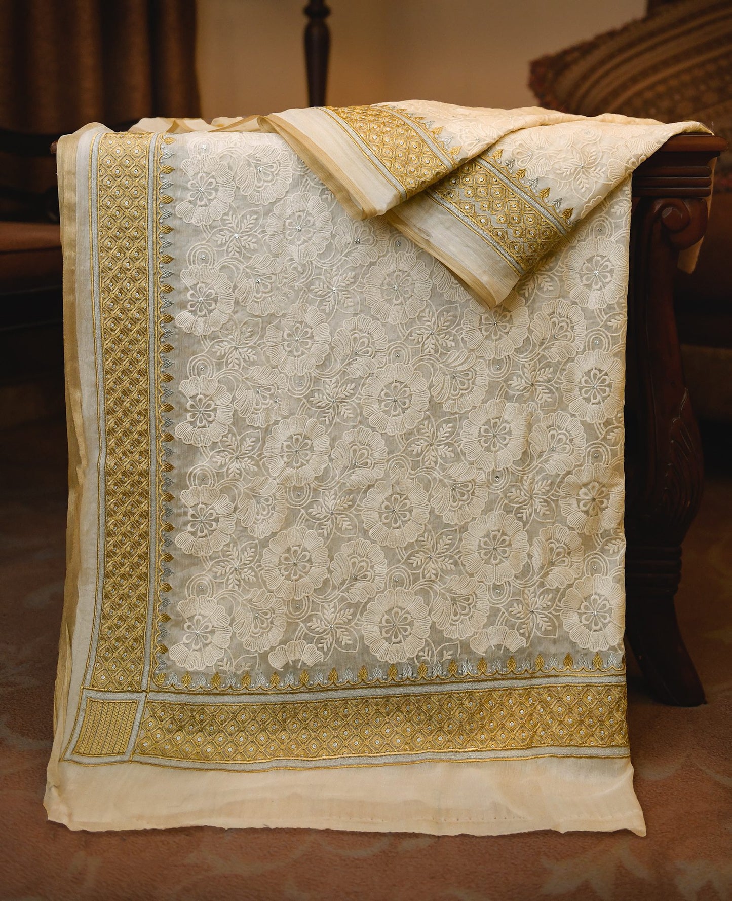 Chikankari Dupatta - DCEL35