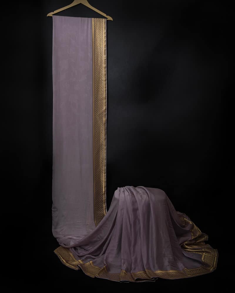 Purple Saree with Golden Border