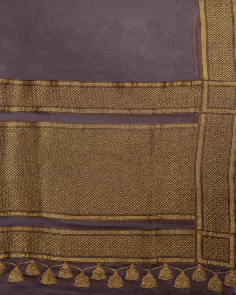 Purple Saree with Golden Border