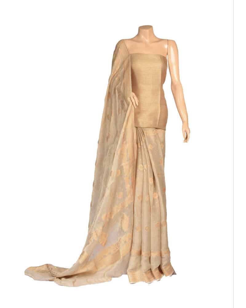 Pure Tissue Saree in Gold